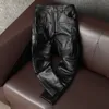 Mauroicardi Spring Cool Black Pu Leather Moto & Biker Pencil Pants Men High Waist Luxury Mens Designer European Style Clothes