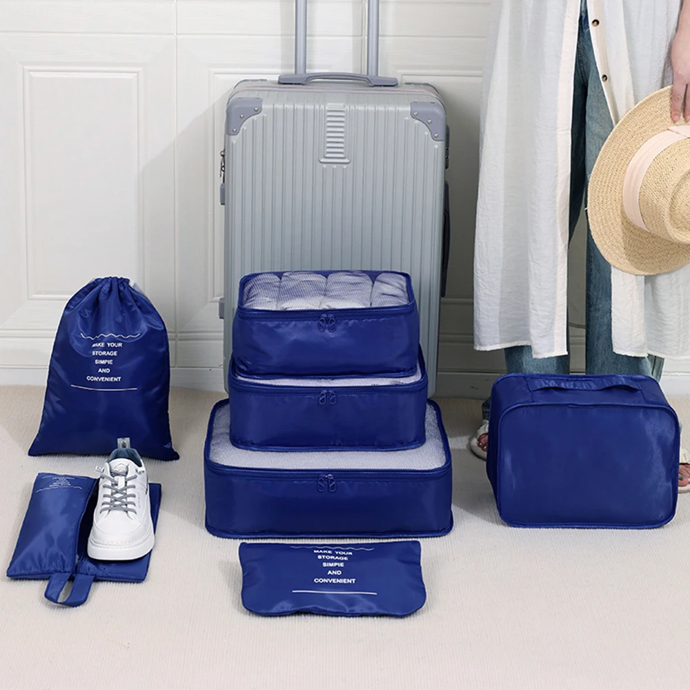 Eco Friendly Polyester 7 Piece Travel Storage Bag Set