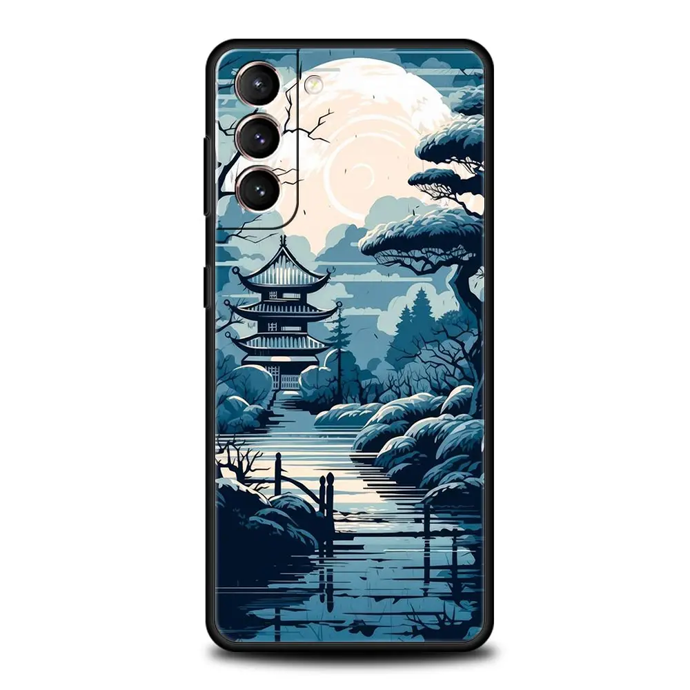Japanese Landscape Design Soft Silicone Phone Case