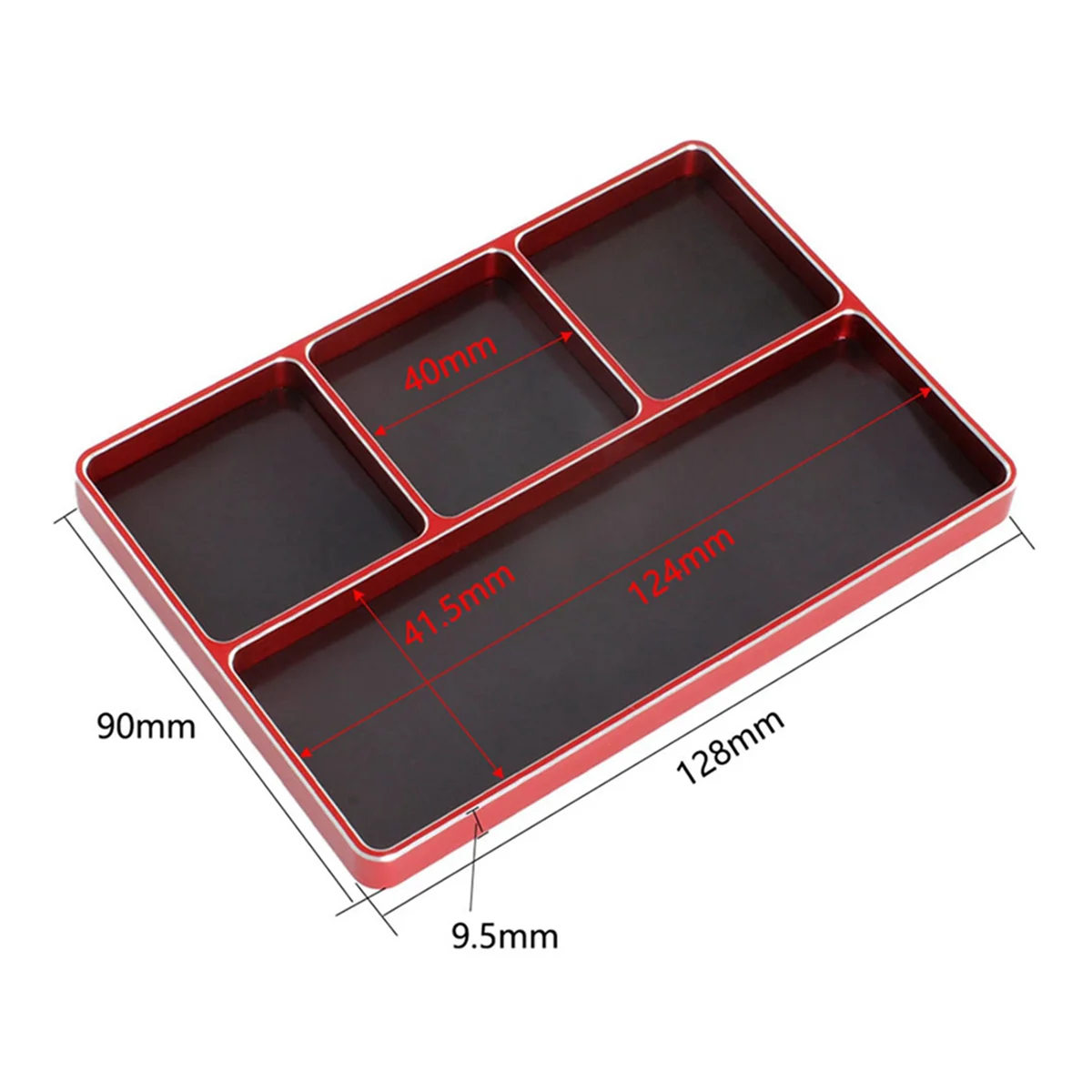 BAAU 2X 1/10 1/8 RC Model Car Metal CNC Four-Grid Simple Screw Disk Storage Box Metal Nut Screw Tray,Red