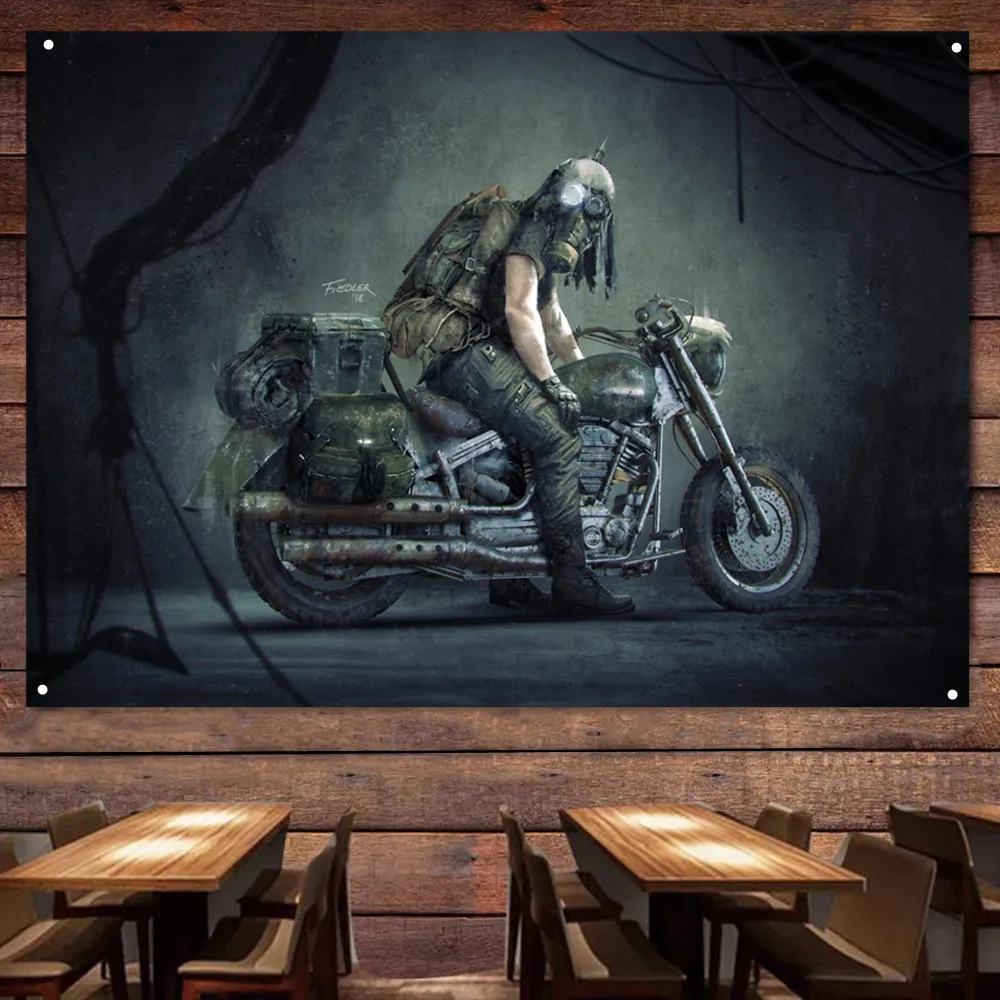 Bionicle Rider Flag Arazzo Banner Moto Motor Rider Wall Decor Poster Vintage Sign Motor Car Painting For Garage Man Cave