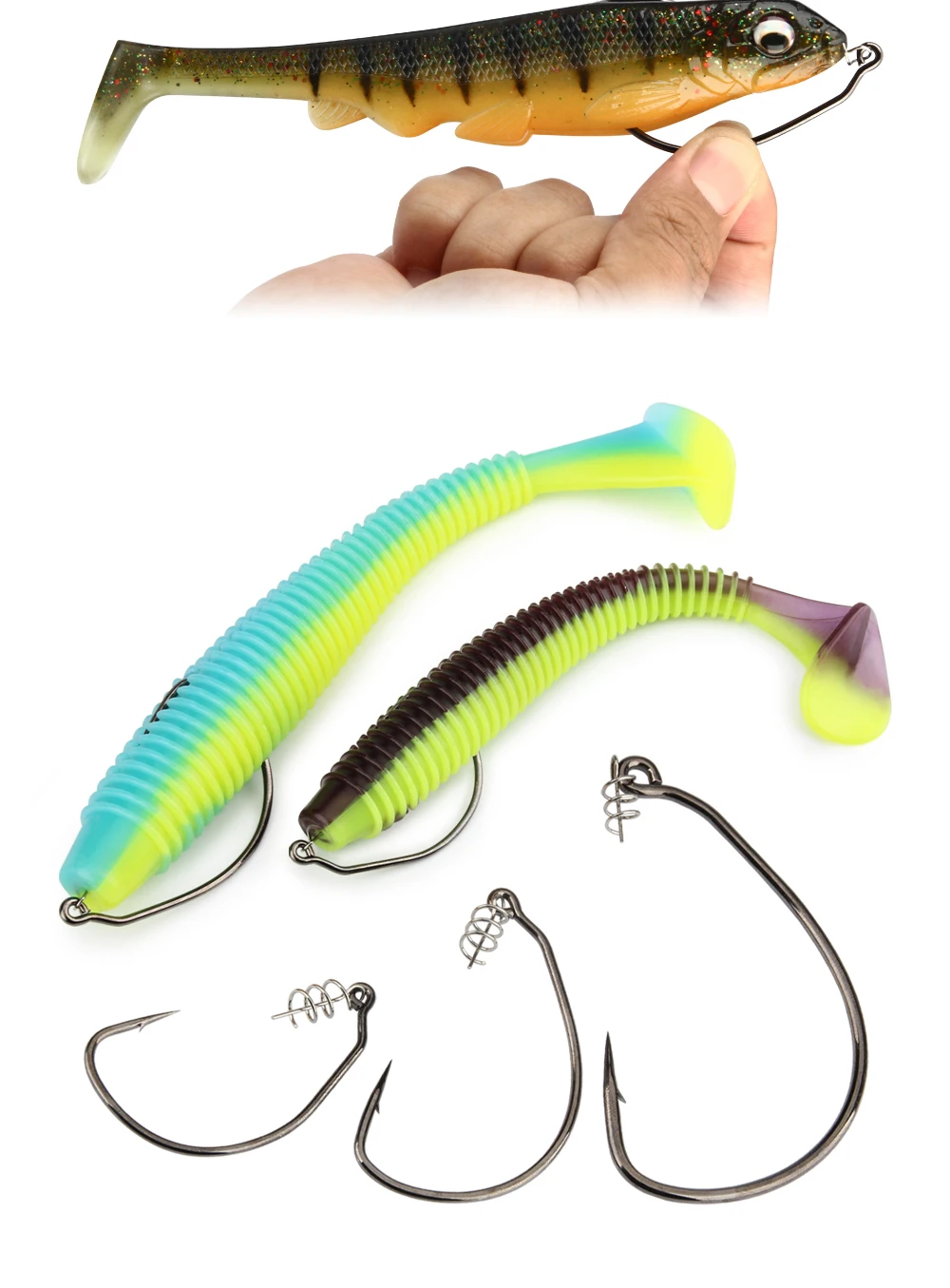Spinpoler 5/0 7/0 10/0 Swimbait-Haken Raptor Ungewogen Wide Gap 3x-Starker geschmiedeter Schaft für weichen Köder Angelköder Salzwasser Meer – Detail 8