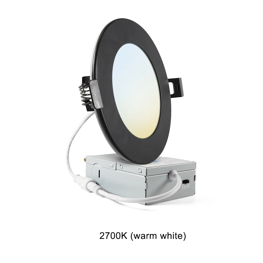 

Round Panel Downlight LED - 5-100 Smooth Dimmable IC Rated Ceiling Light High Brightness Metal Ceiling Lights 2700K warm white