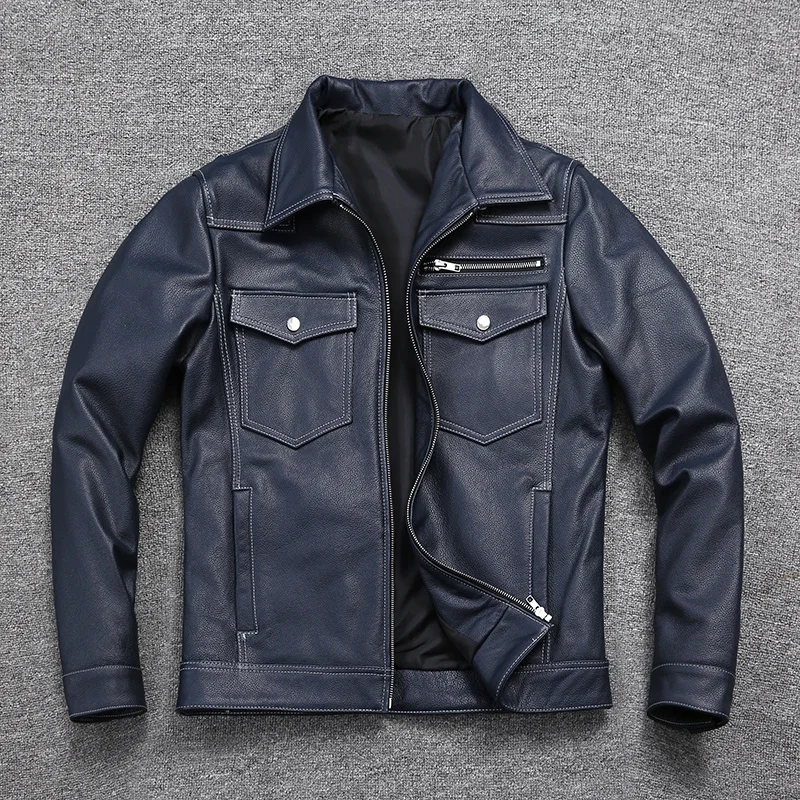 Free Shipping.plus Size 2022 New Style Leather Coat.young Cheap Cowhide