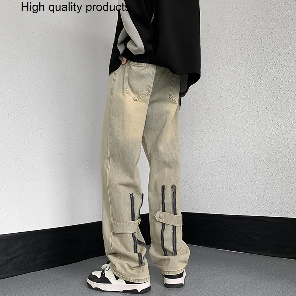 

Trendy Highstreet Jeans Men Casual Straight Denim Cargo Pants Loose Baggy Joggers Hiphop Harem Trousers Clothing