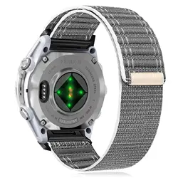 Versatile Woven Nylon QuickFit Band - Adjustable Strap Bracelet - 22mm (White Grey)