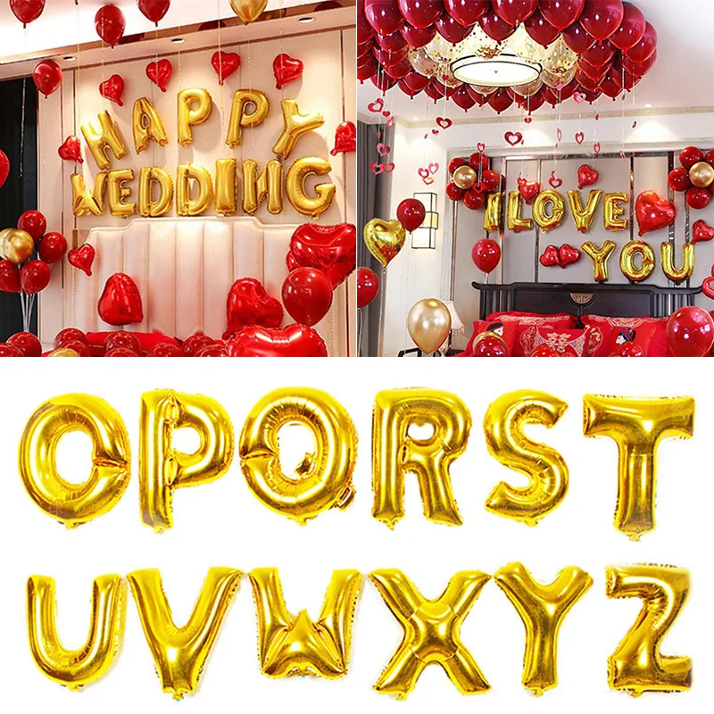 

16inch Gold Foil Letter Alphabet Balloon Happy Birthday Party Balloons Wedding Decoration Kids Toys Baby Shower Air Balloon