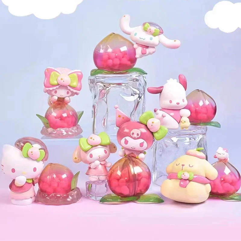 

Sanrio персонажи серии Vitality Peach Paradise аниме Cinnamoroll Melody Kuromi экшн-фигурка Коллекционная модель Кукла игрушки подарок