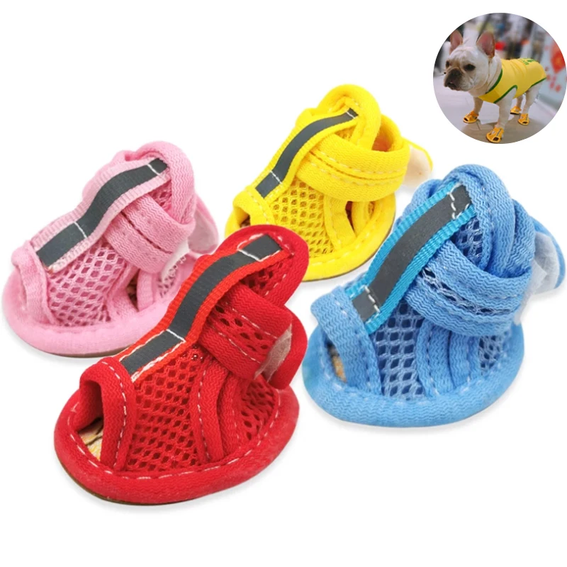 4PCS Summer Dog Shoes for Small Dogs Accessories Anti Slip Breathable
