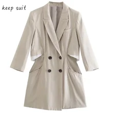 

Autumn Women's Fashion Lapel Stitching Suit Jacket Style Sexy Hollow Dress Short Skirt Women Party Dresses Women Evening 2022