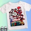 Summer Kid 2 3 4 5 6 7 8 9 Spider Man and His Friends Birthday White Shirt Spider-Man Customized Name Birthday Party Boy T-shirt 4