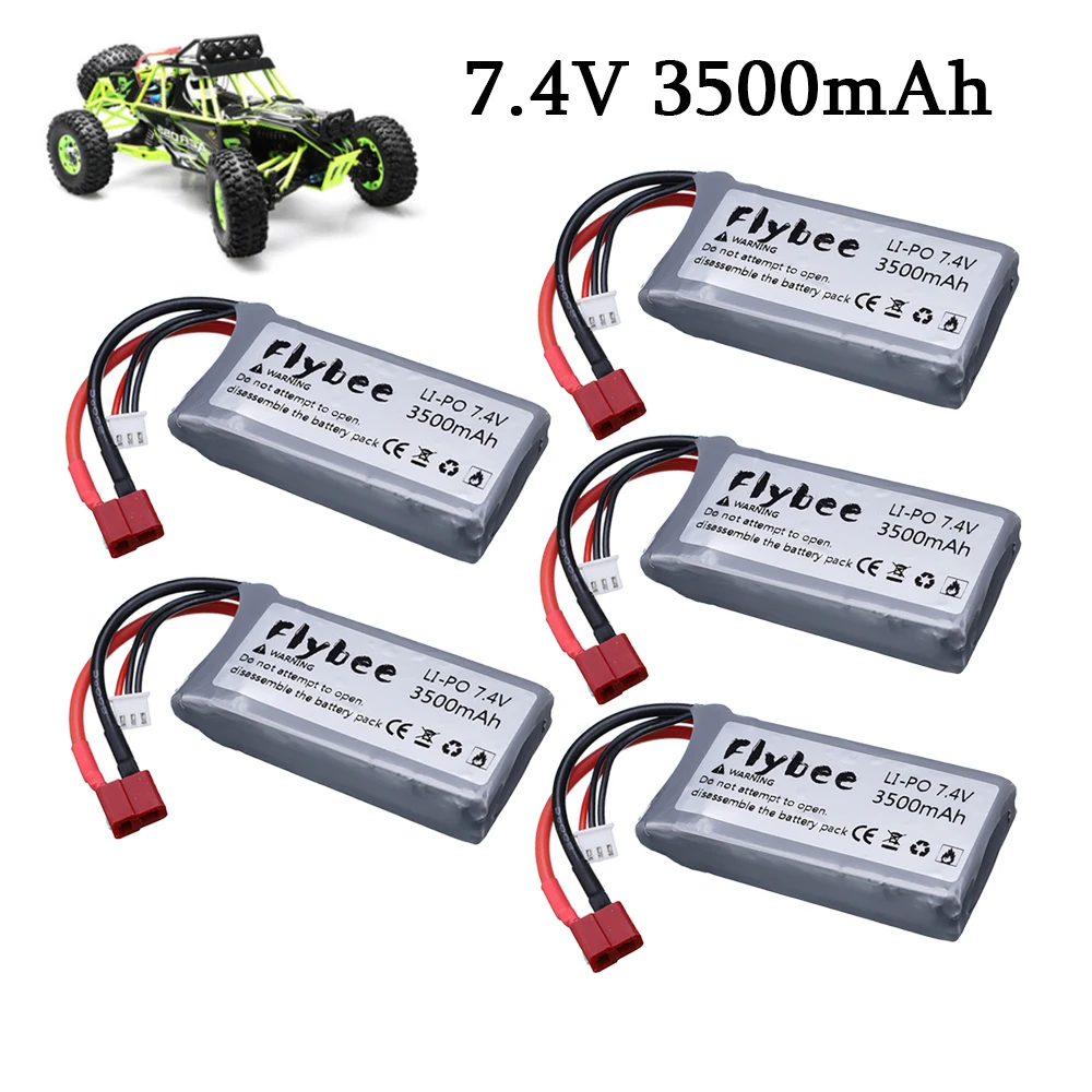 

Upgrade 7.4V 3500mAh RC Lipo Battery For Wltoys 12428 12423 RC Car feiyue 03 Q39 parts 2s 7.4V Rechargeable Battery