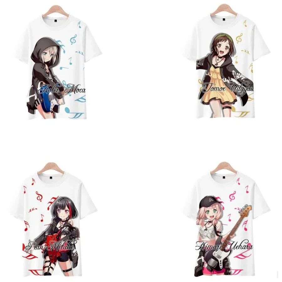 

Japão anime bang sonho 3d impressão t camisa feminina verão moda o-pescoço manga curta engraçado camiseta gráfico streetwear