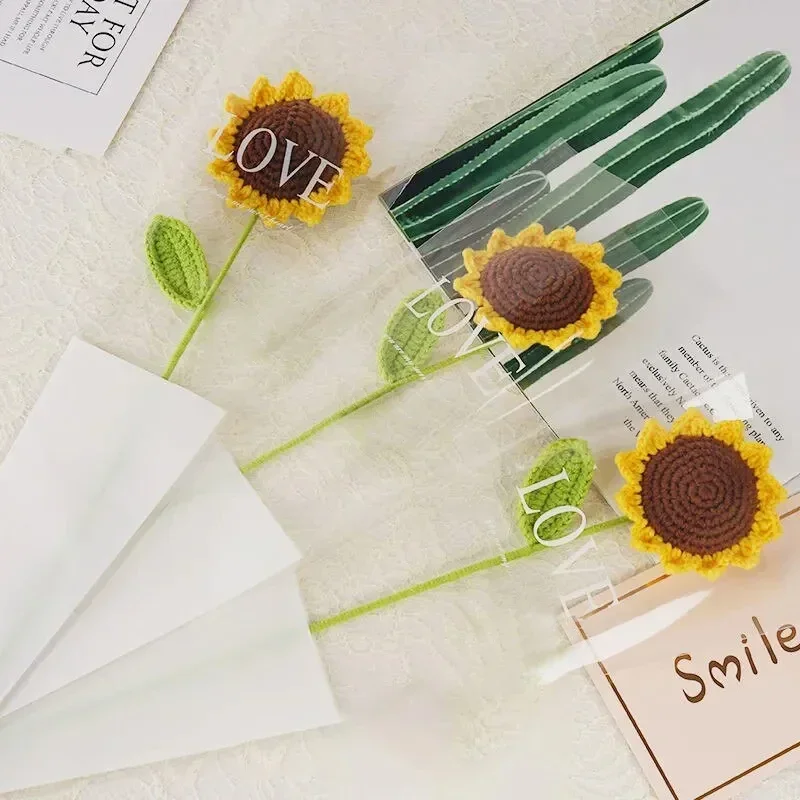 Sunflower Hand Woven Bouquet Creative Wool Knitting Flower Sunflower Decorations Teachers Day Mother S Day Birthday Gift
