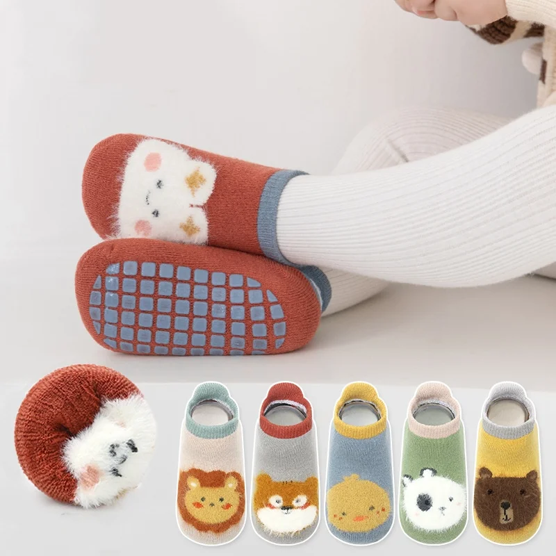 Cotton Socks Kids Girl Boy Socks Anti Slip Cotton Baby Socks for Girls Boys Casual Print Winter Thick Warm Toddler Children's Sock Non-slip