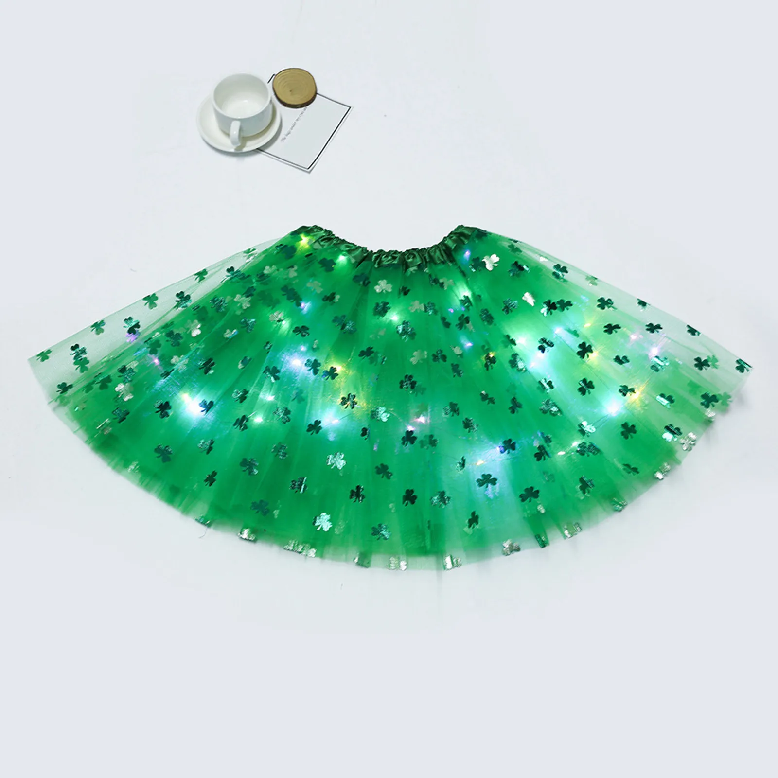 

Women's St. Patricks's Day LED Tutu Skirts Ballet Dance Tutu Skirt Light Up Skirts Sparkly Elegant Japanese Luxury Lolita