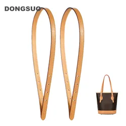 Bag strap one pair Vachetta genuine leather strap for designer brand shoulder bucket tote bag accessory bag parts