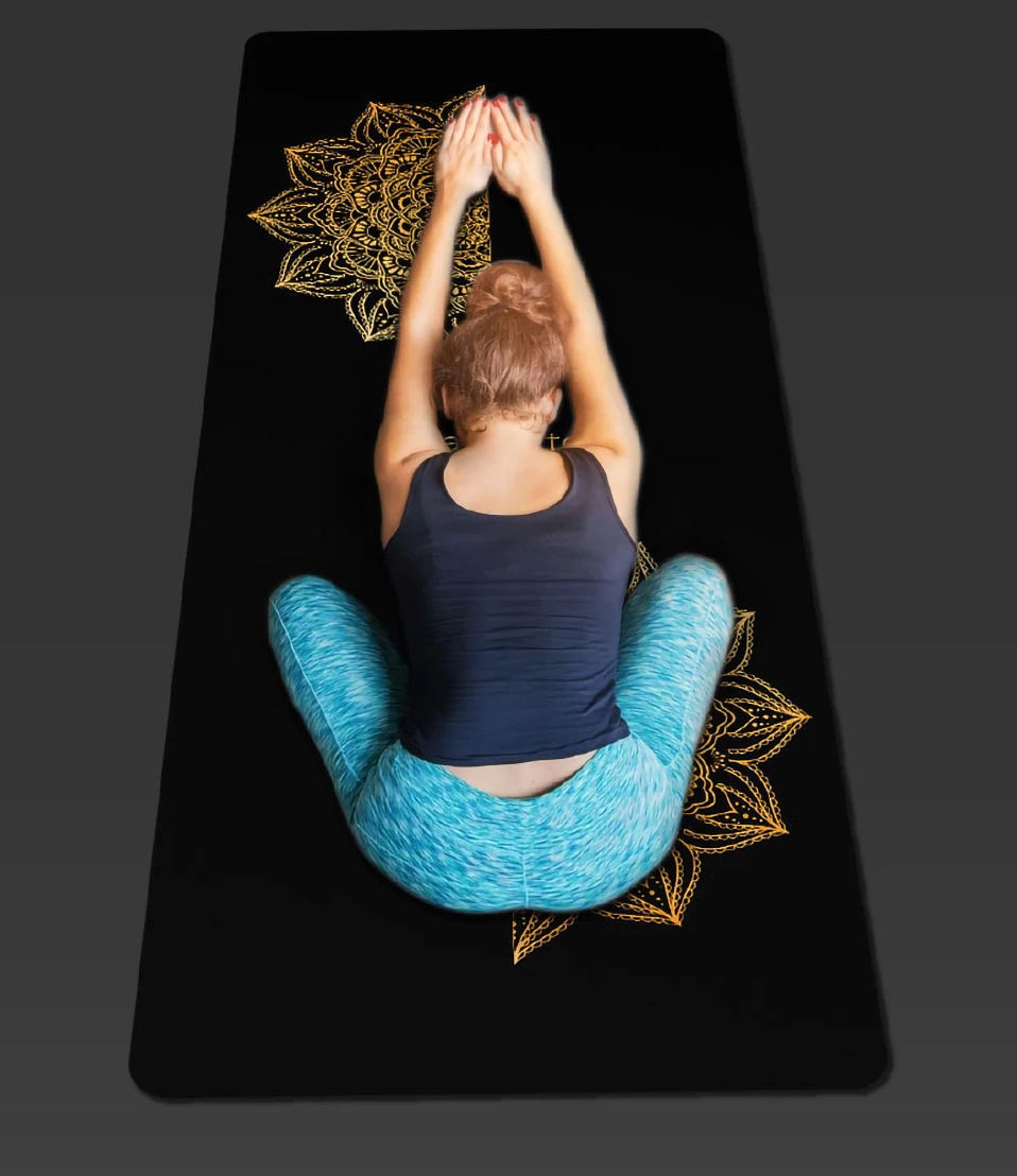 6Ft Rubber Hot Yoga Mat Exercise Mat 68cm Widened Bronzing Mandala With  Position Line Fitness Sports Mat overseas warehouse