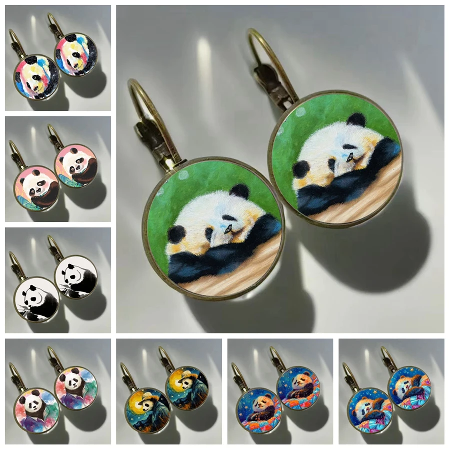 Nuovi Orecchini Panda Personalizzati Cartoon Panda Orecchini Da Donna In Vetro Rotondo Fai Da Te Fatti A Mano Love Panda Girl Jewelry Ear Studs