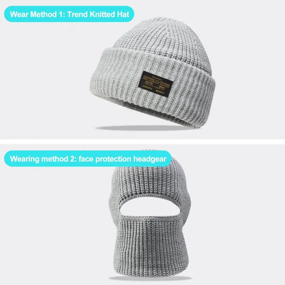 

Men Knitted Hat Bonnet Headgear Ultra-thick Men's Knitted Winter Hat with High Elasticity Windproof for Streetwear for Autumn
