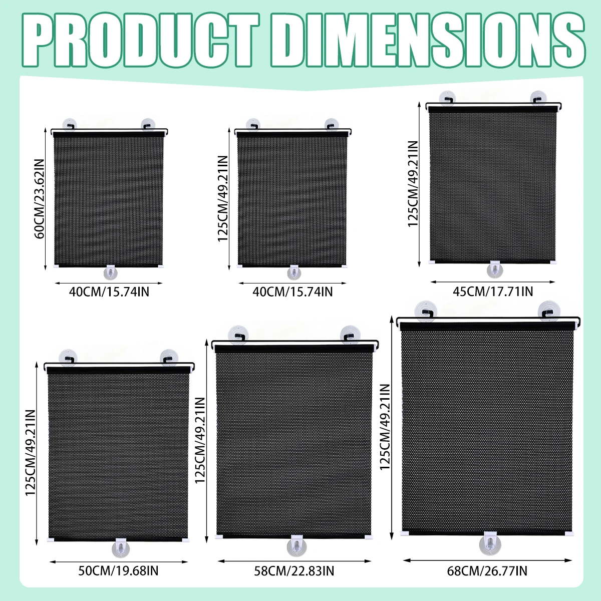 Window Blinds Sunshade Roller Visor Blackout Curtain Portable Shutter Drape Car Windshield Protector with Suction Cup