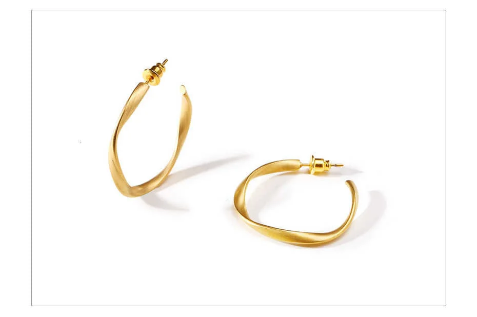 Vnox Twisted Edelstahl Creolen für Frauen Gold Farbe Matte Oberfläche Weiblichen Kreis Brincos – Detail 7