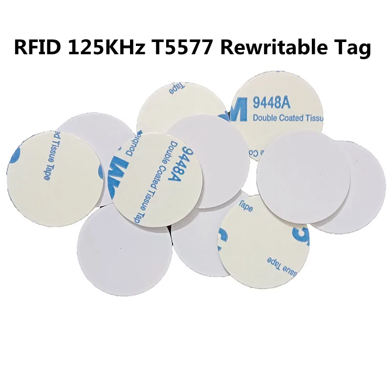 Pack of 5/10 25mm Rewritable RFID Adhesive Stickers