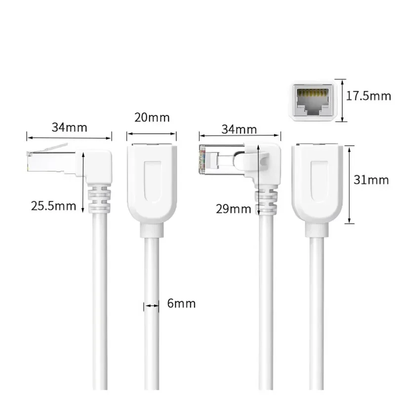 Wpeng Cavo Di Prolunga Di Rete RJ45 Angolato 90° Verso L'alto, Maschio-femmina, 25 Cm, Cat5e/Cat6, Nero, Per Router E Switch