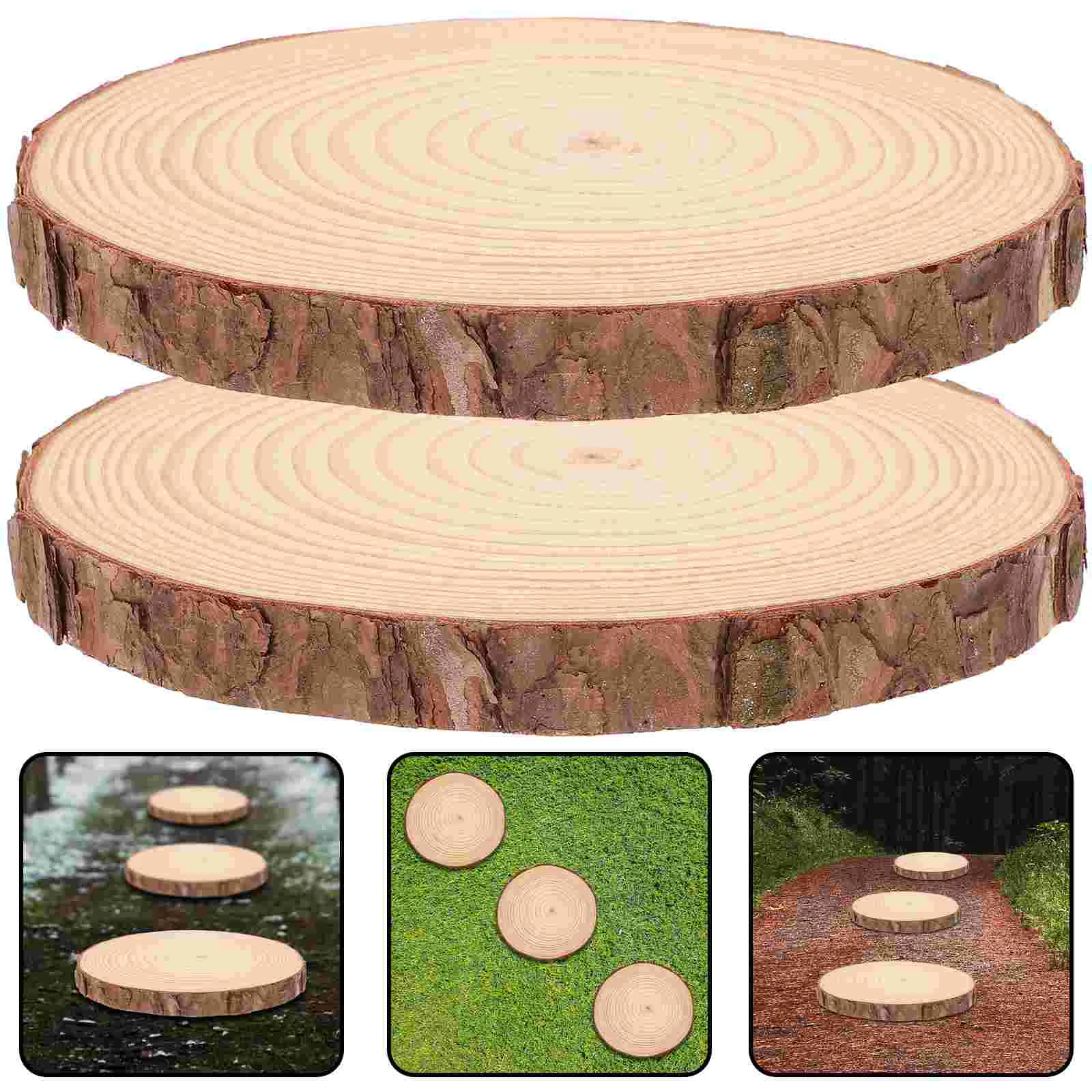 

3 Pcs Outdoor Wooden Stepping Stones for Garden Pavers Decor Walkway Craft Pendant