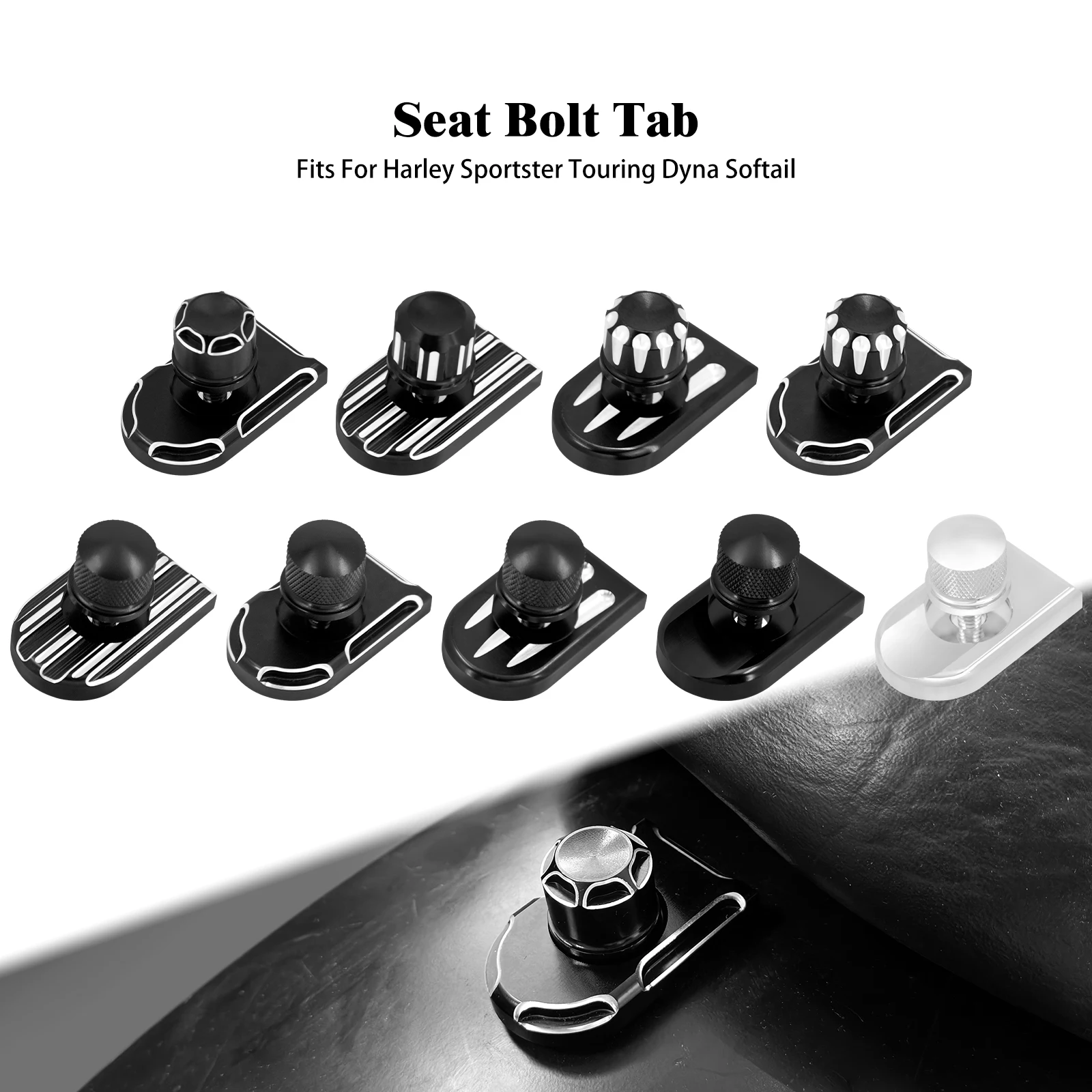 

Universal Motorcycle Rear Fender Seat Bolt Screw Nut Tab Kit Mount Knob Cover Set For Harley Softail Touring Sportster XL Dyna