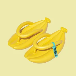 Tropical Banana Print Unisex Platform Flip Flops - Non - Slip Summer Sandals - 40 - 41 (YELLOW)