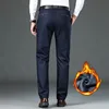 Winter New Flannel Thick Men's Casual Pants Fleece Navy Black Business Straight Slim Stretch Warm Plush Trousers Male 5