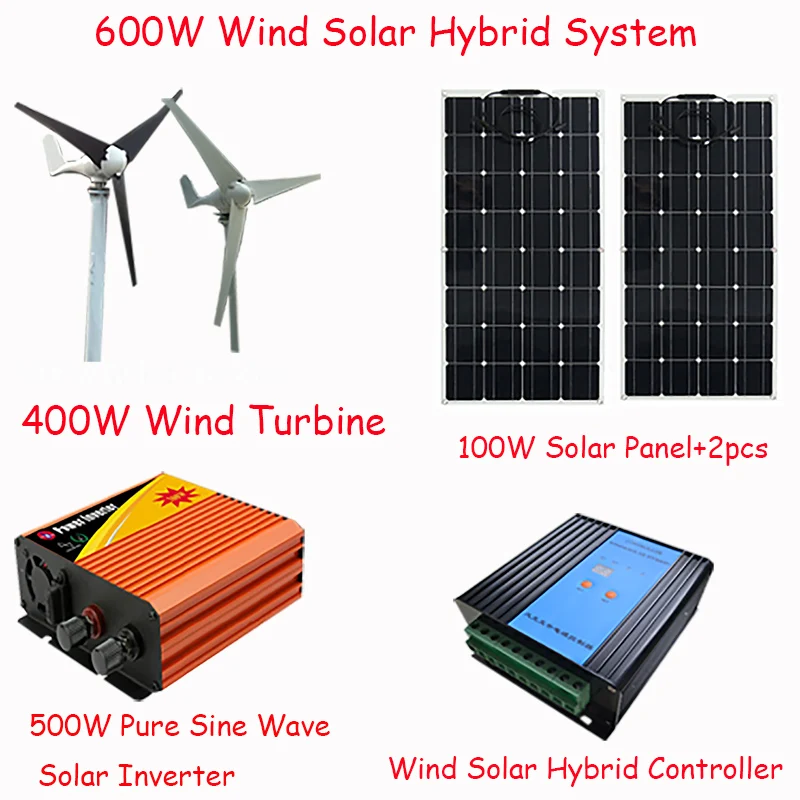 Solar Wind Home Power Systems Wind Generator Solar Panel 600w Solar