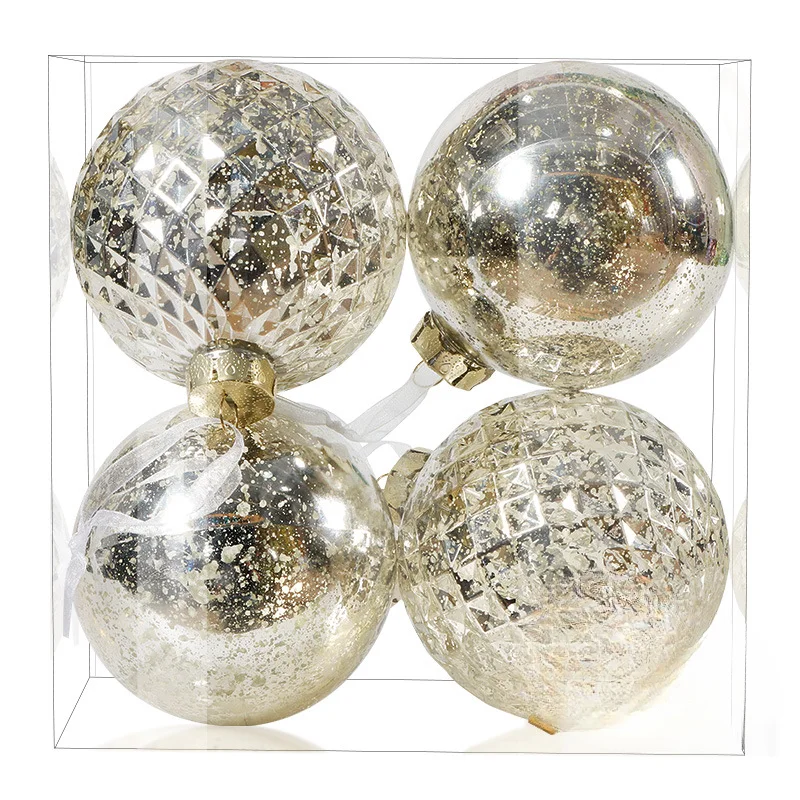 Christmas 10CM Set Ball Broken Silver Ball Electroplated Plastic Christmas Tree Decoration Pendant Creative Pendant