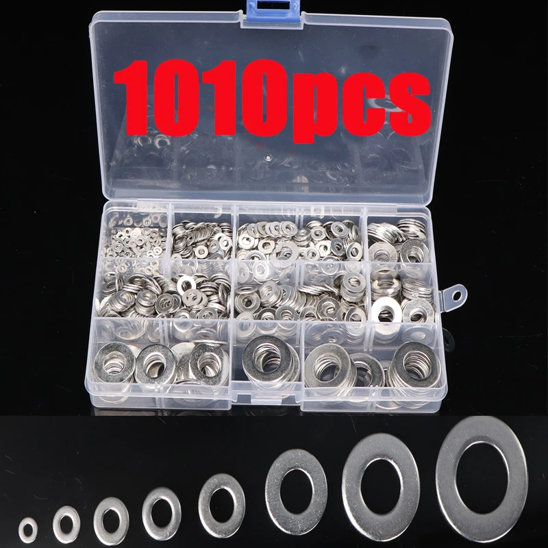 مجموعة من 1010 قطعة غسالات متنوعة من الفولاذ المقا...