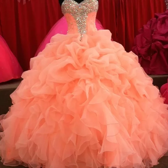 

ANGELSBRIDEP Sweetheart Ball Gown Quinceanera Dresses Sweet 16 Sparkly Crystal Organza Formal Birthday 15th Party Gowns HOT