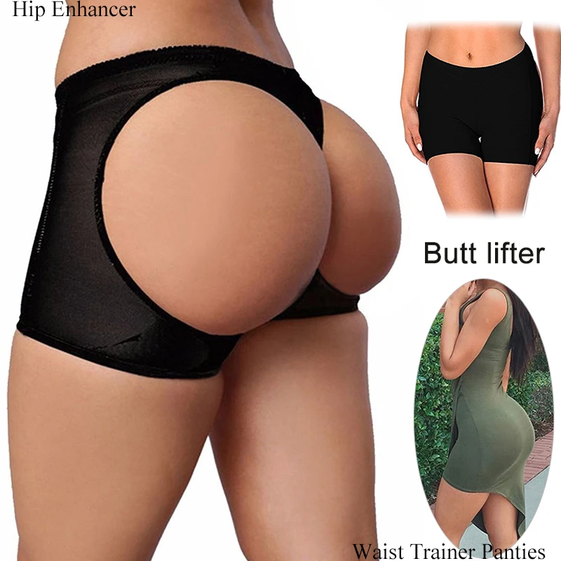 Butt Lifter Shaper Panties Shorts Butt Lift Underwear Briefs Women Body Shaper Sexy Ass Push Up Panty Buttock Open Hip Booty butt pads for bigger butt 4 pads removable butt lifter panties seamless panties hip pads fake butt for women