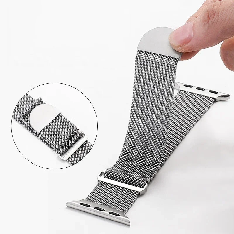 Milanese Loop for Apple Watch Band 40mm 44mm 45mm 41mm Ultra/2 49mm 38 42mm Magnetic Mesh Strap for iwatch Series 9 8 7 6 5 se 4