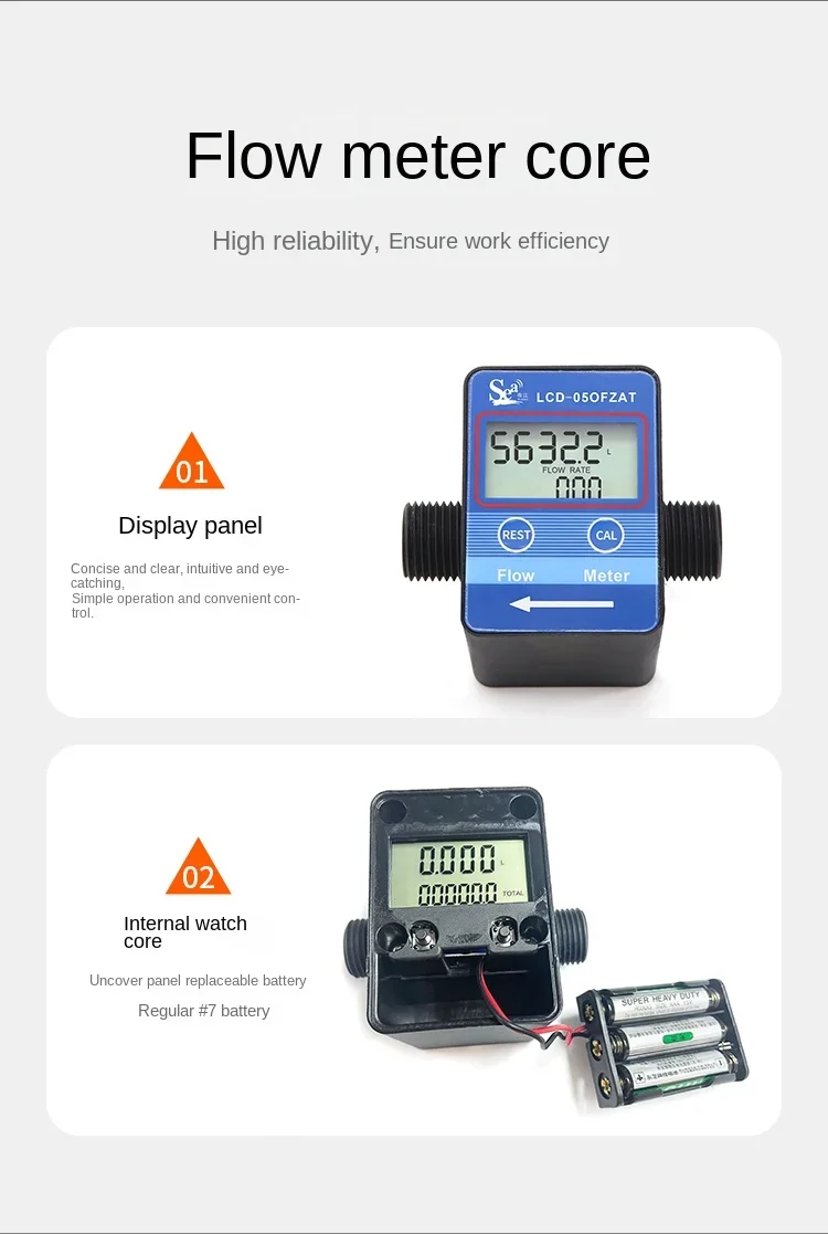 Description Picture 6 of itemDigital LCD Water Milk Oil Syrup Flow Sensor Meter Flowmeter  Battery Flow Measuring Instruments G1/2 G3/4 Inch