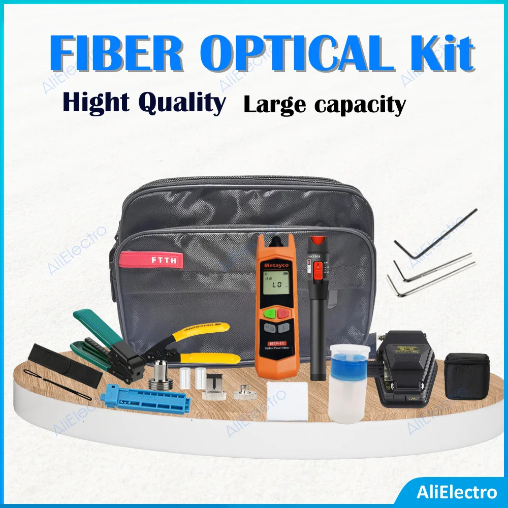 hot-fiber-optic-ftth-tool-kit-with-fiber-cleaver-fc-6s-or-skl-6c-optical-power-meter-10mw-visual-fault-locator-wire-stripper