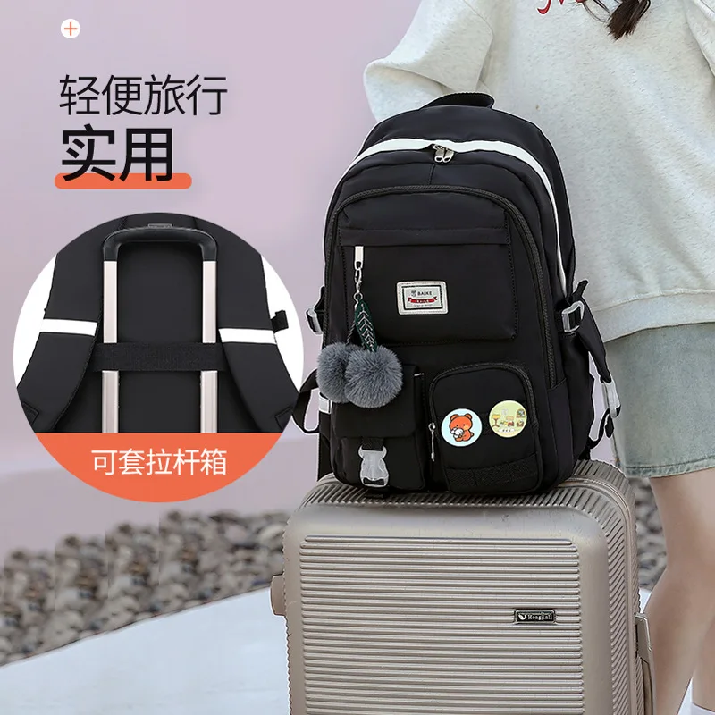 Oxford Cloth Waterproof Middle and High School Students School Bag on Both Shoulders To Produce Large Capacity
