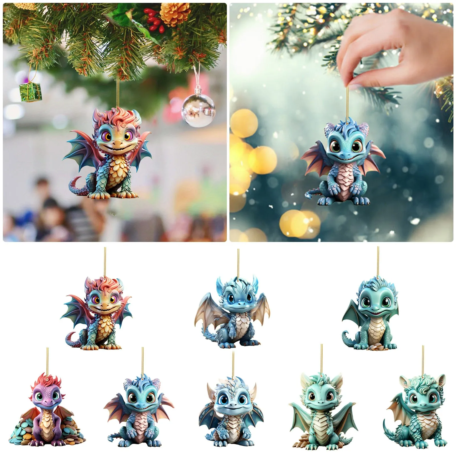 Christmas Dragon Baby Egg Acrylic Christmas Hanging Ornament Christmas Tree Hanging Ornament Pendant Navidad Accessories 2023