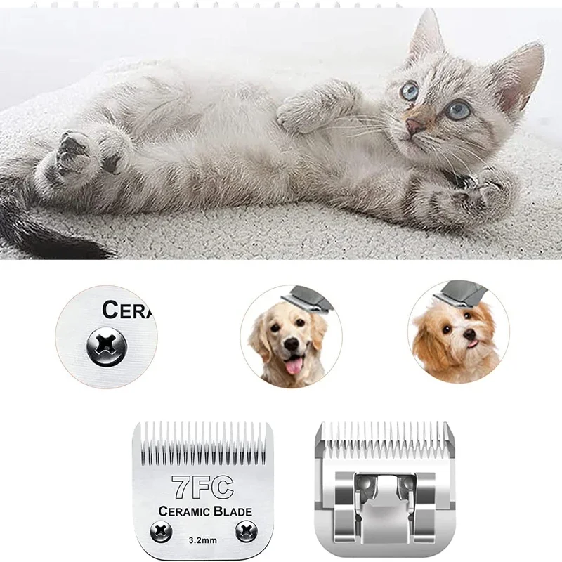 #7FC Ceramic Detachable Pet Clipper Replacement Blade 3.2mm for Most Andis Most Oster A5 Wahl KM Series Dog Clippers