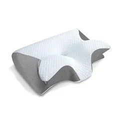 Ergonomic Memory Foam Neck Support Pillow for Pain Relief and Comfort (Gray 5)