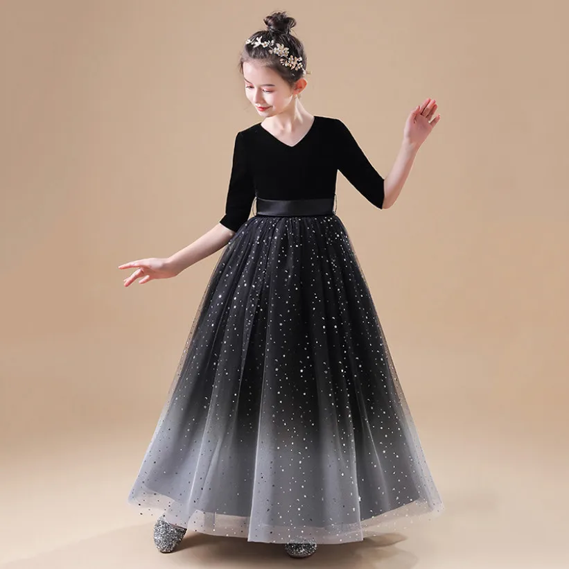 

Fashion Baby Girl Princess Sequins Tutu Dress Long Feather Sleeve Child Vestido Wedding Party Birthday Xmas Baby Clothes 1-14Y