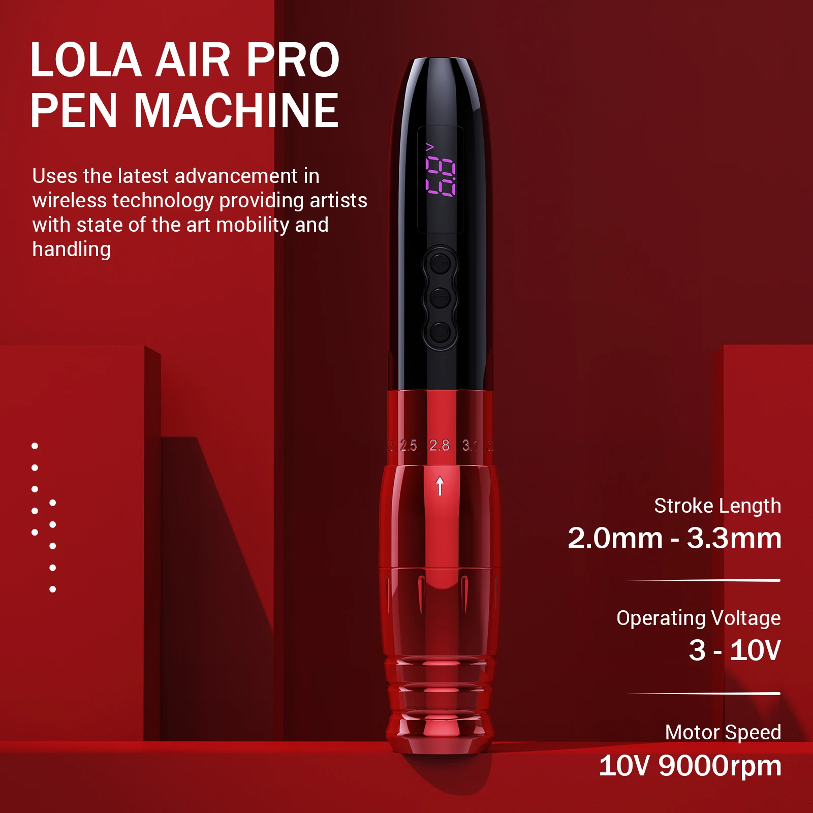 Tattoo Kit EZ LOLA AIR Pro Wireless Permanent Makeup Tattoo Machine Pen PMU SMP TATTOO 6 Strokes 2.0mm-3.3mm 1000mAh Battery Power Supply