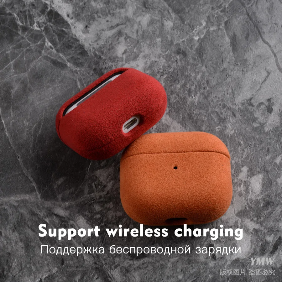 Case para Airpods Camurça de Luxo Artificial para Airpods Geração sem Fio Alcantara Cases Couro 3rd Fone Ouvido Capa Ymw 3 - Image 4