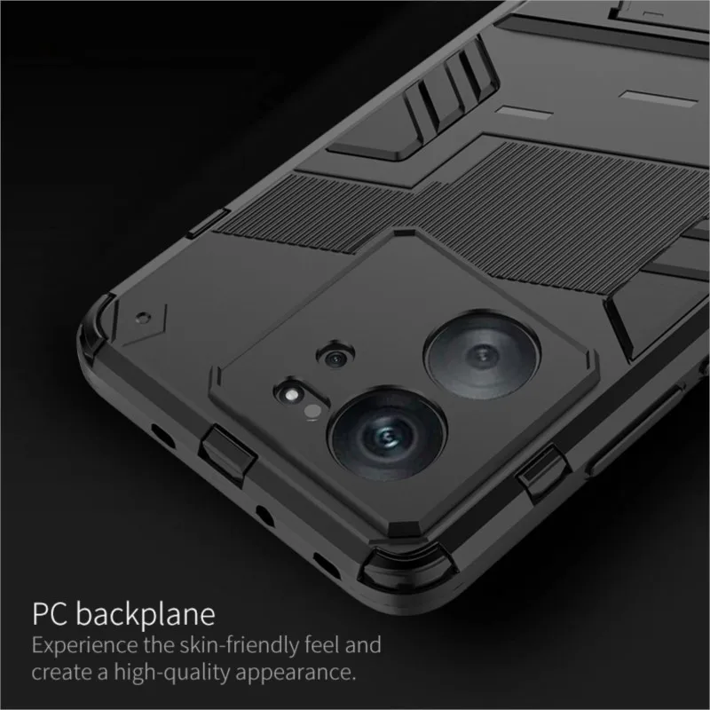 Solid Cyber Armor Shockproof Case with Iron-Plate Holder Stand