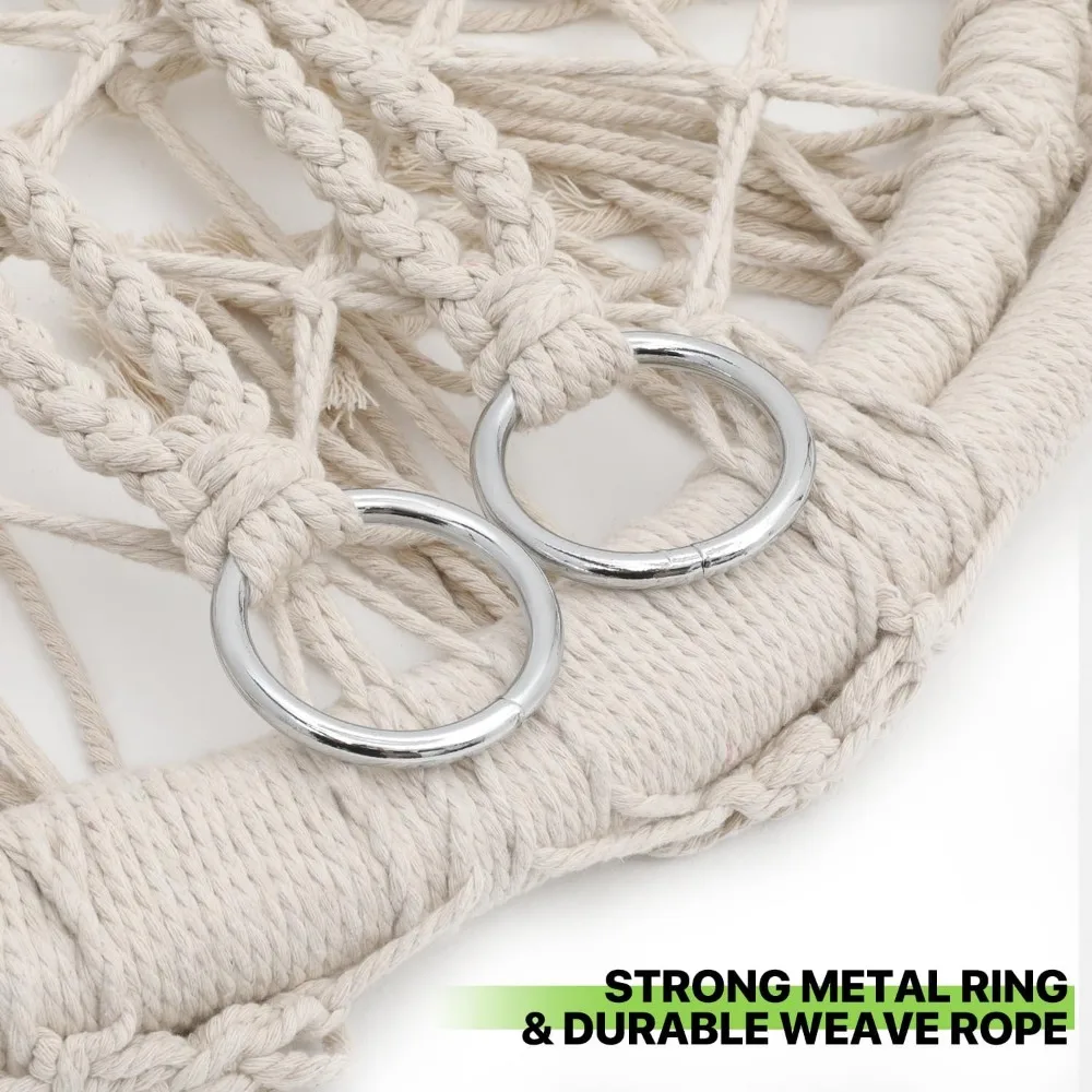 Hanging Hammock Chair with Cozy Full Cushion, Outdside Macrame Swing Chair with 350 Lbs Capacity, Ideal Accent Furniture for Li 4