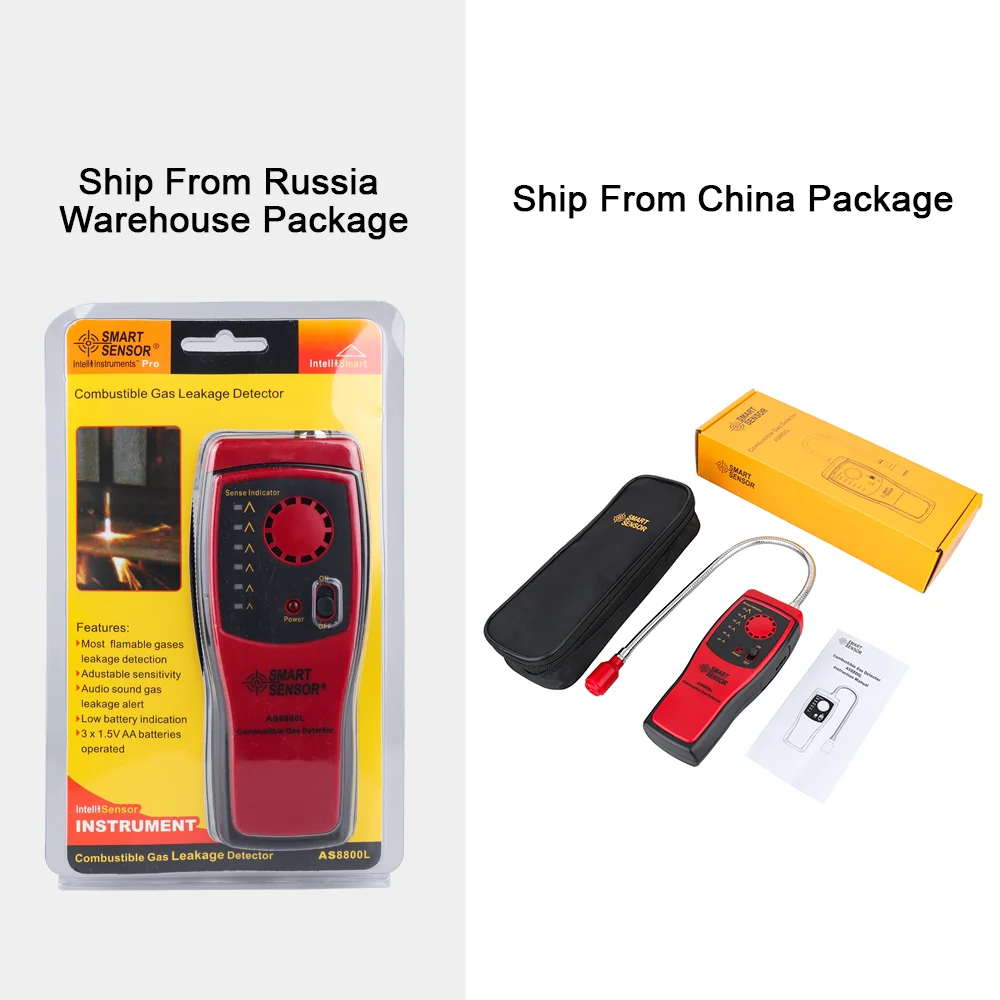 Gas Leak Detector Gas Analyzer Combustible gas detector port flammable natural gas Leak Location Determine meter Tester Sound Light Alarm AS8800L